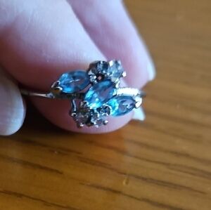 Elegant Blue and Silver 14k GF Women's Ring